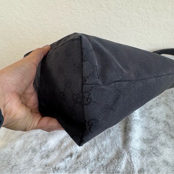 Gucci Gg Canvas / Denim Double Pocket Tote- Black  P0070 - Picture 10 of 14